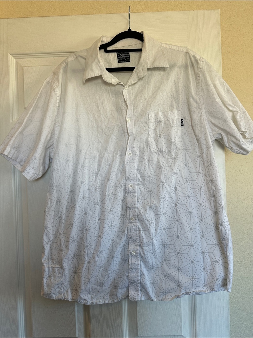 Grassroots California Short-Sleeve Button-Up Shirt - Subtle Geometric Print